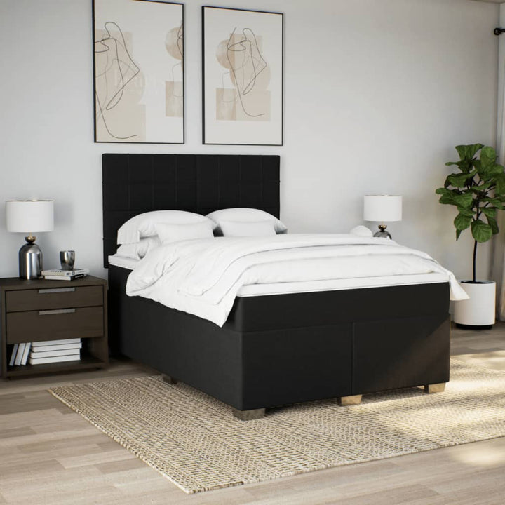 kontinentalseng med madras 160x200 cm stof sort