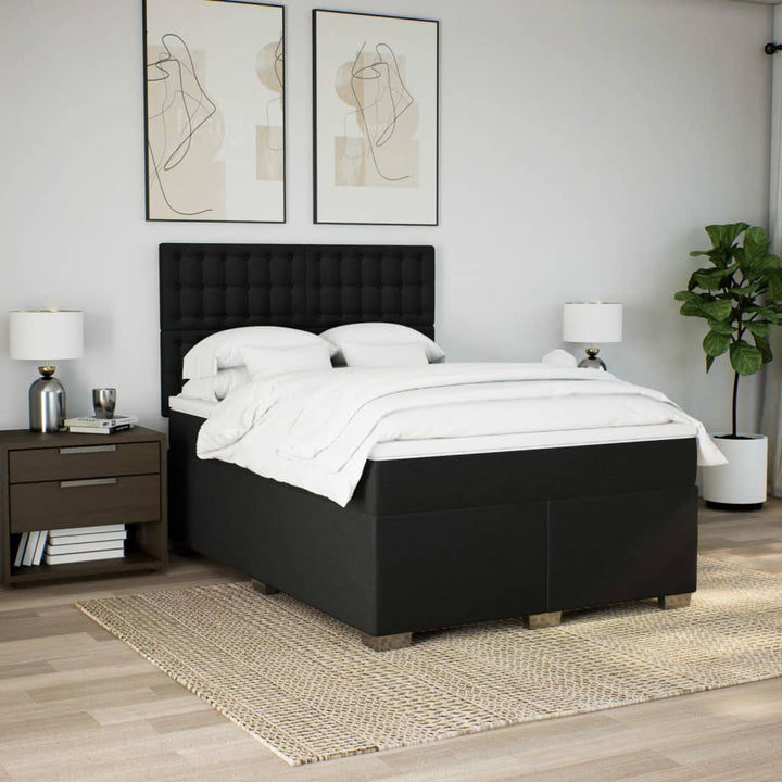 kontinentalseng med madras 160x200 cm stof sort