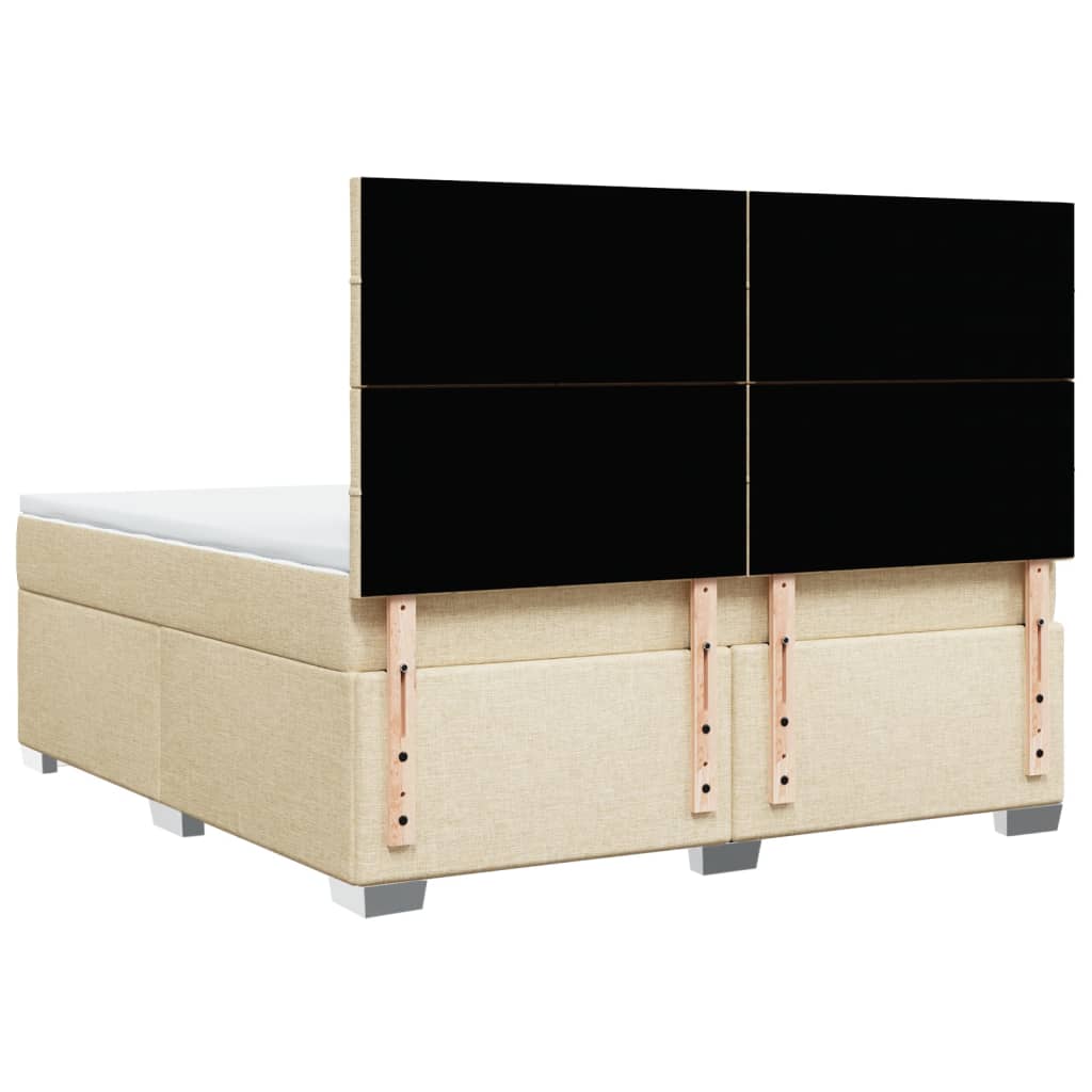 kontinentalseng med madras 180x200 cm stof cremefarvet
