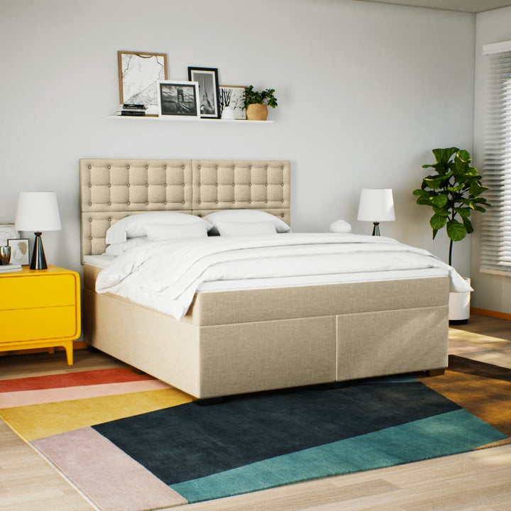 kontinentalseng med madras 180x200 cm stof cremefarvet