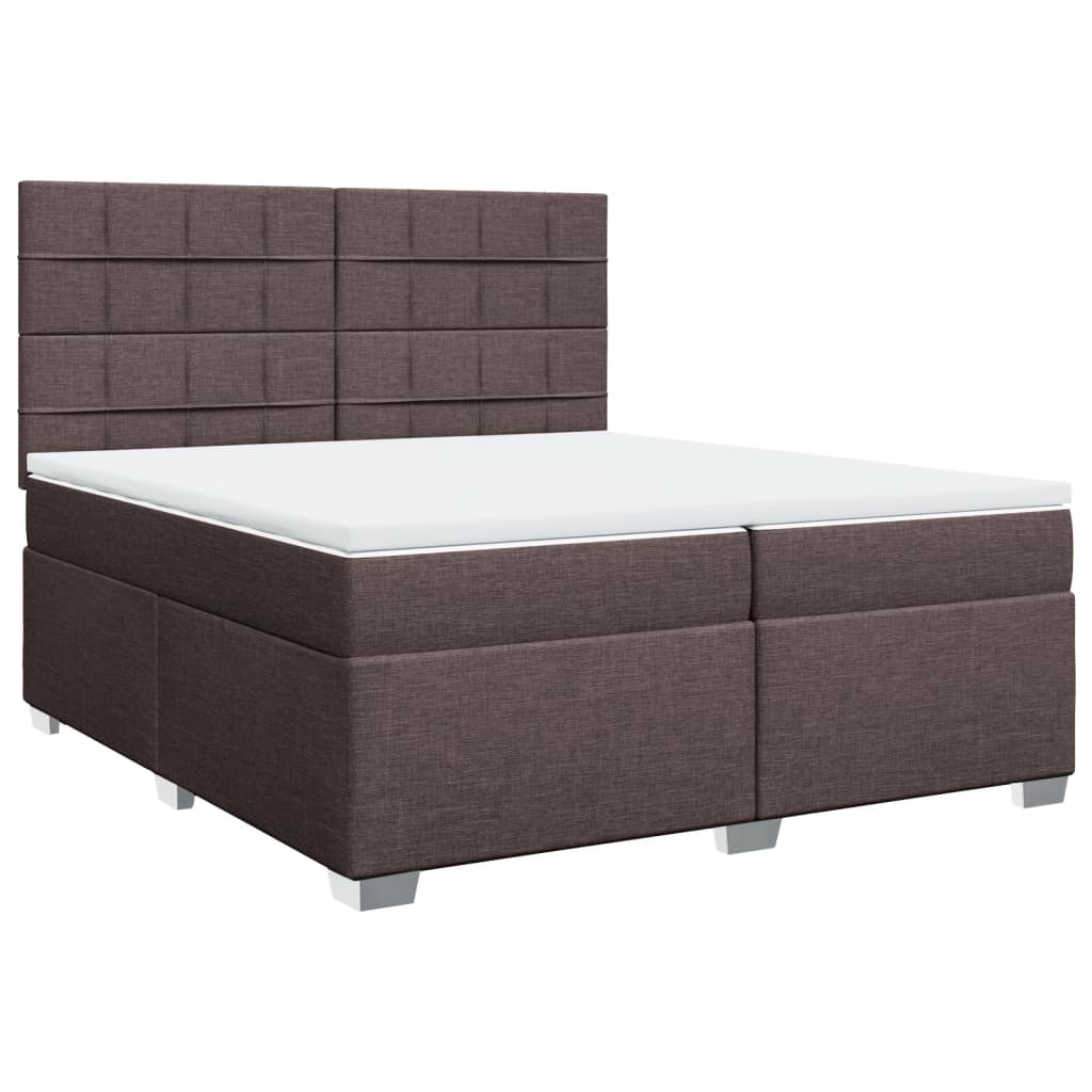 kontinentalseng med madras 200x200 cm stof mørkebrun