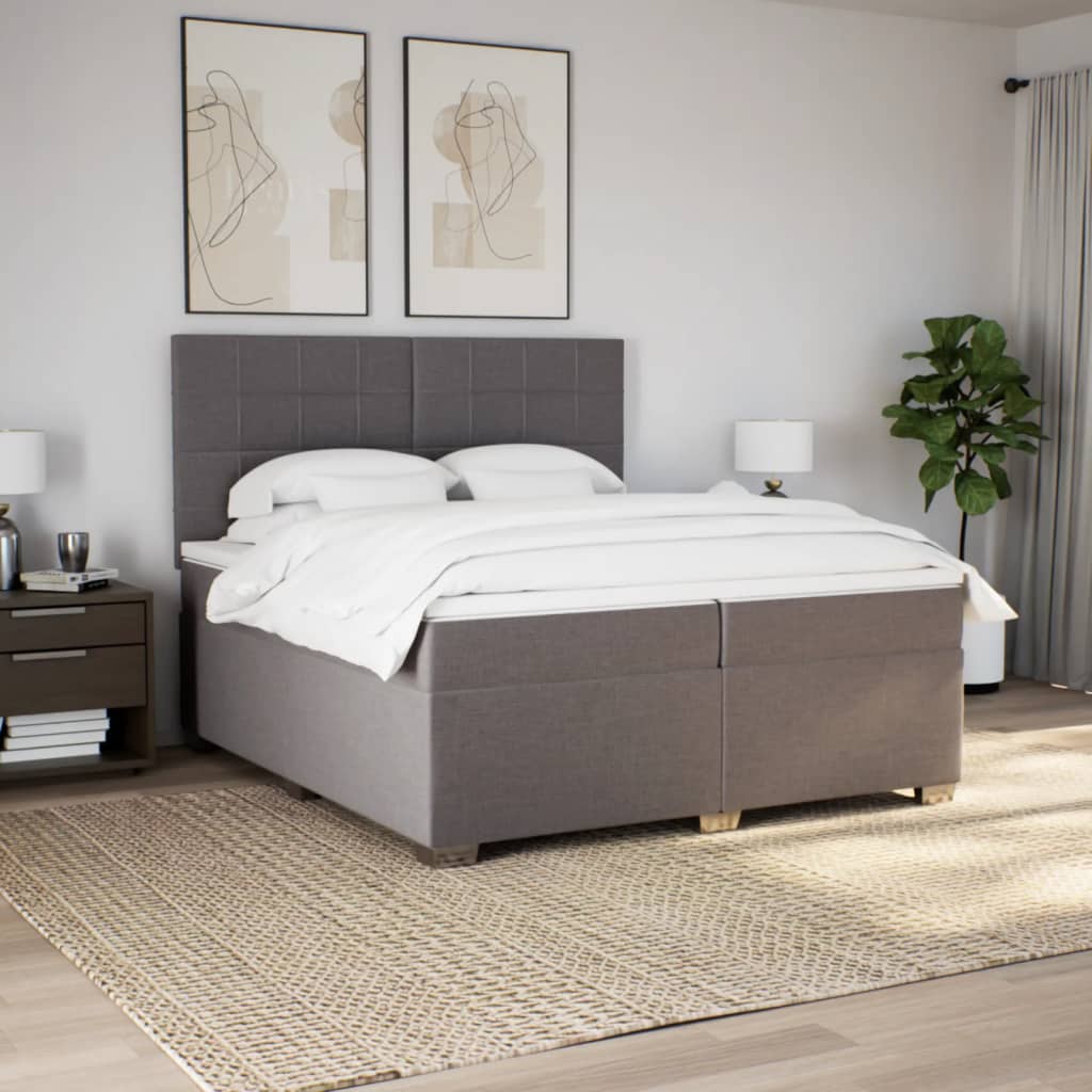 kontinentalseng med madras 200x200 cm stof gråbrun