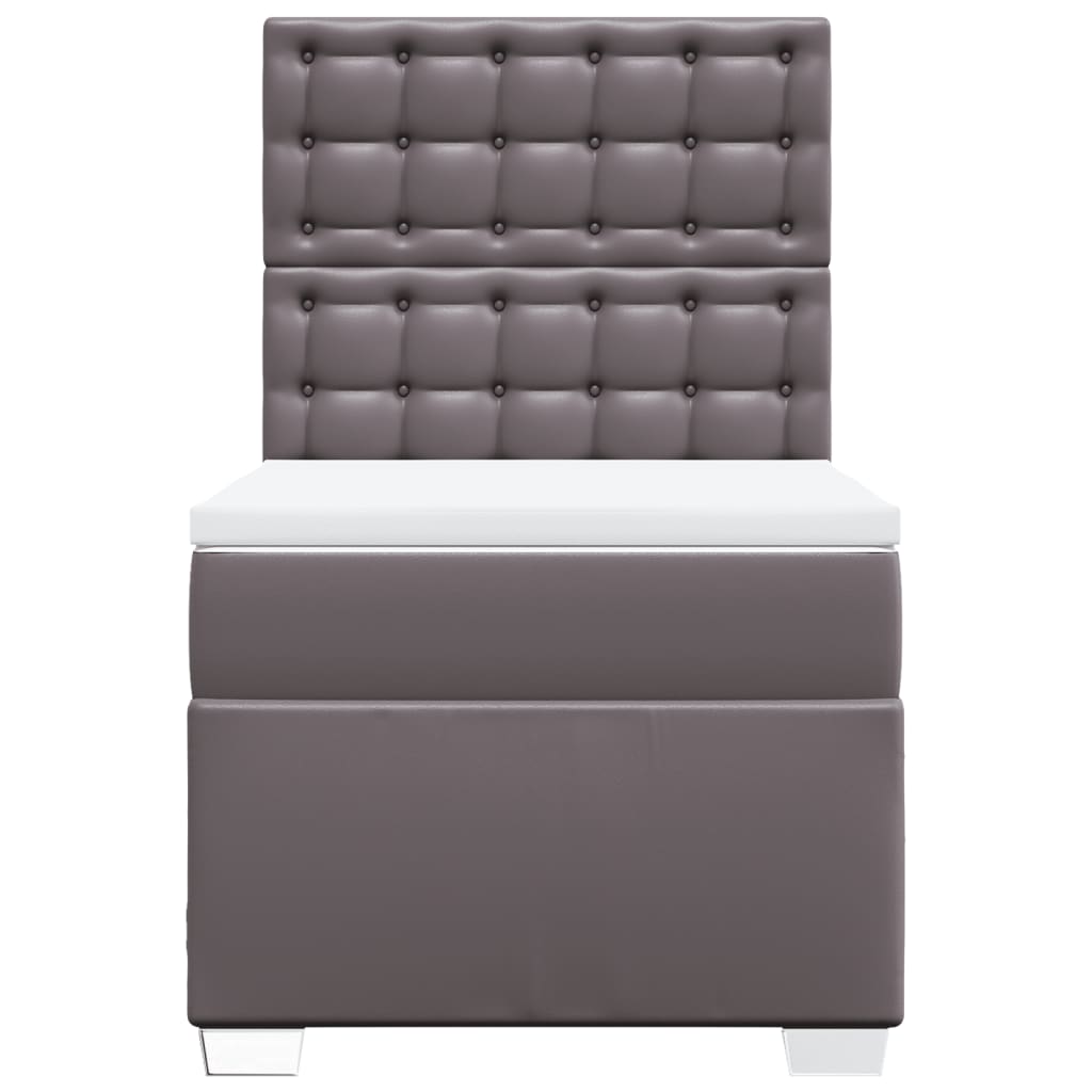 kontinentalseng med madras 90x190 cm kunstlæder grå