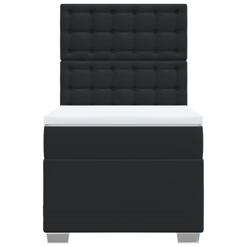 kontinentalseng med madras 90x200 cm kunstlæder sort