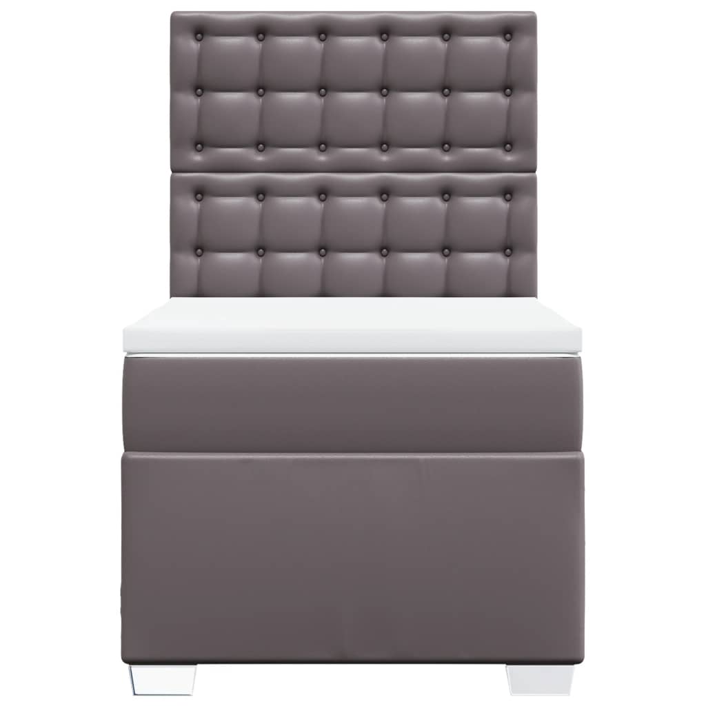 kontinentalseng med madras 90x200 cm kunstlæder grå