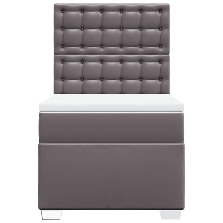 kontinentalseng med madras 90x200 cm kunstlæder grå