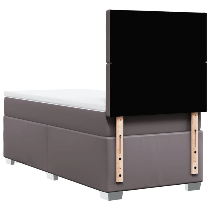 kontinentalseng med madras 90x200 cm kunstlæder grå