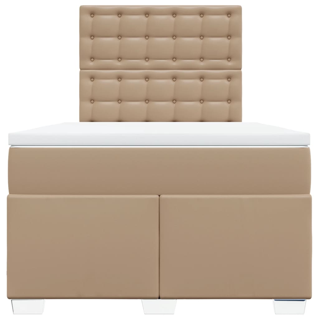 springseng med madras 120x190 cm kunstlæder cappuccinofarvet