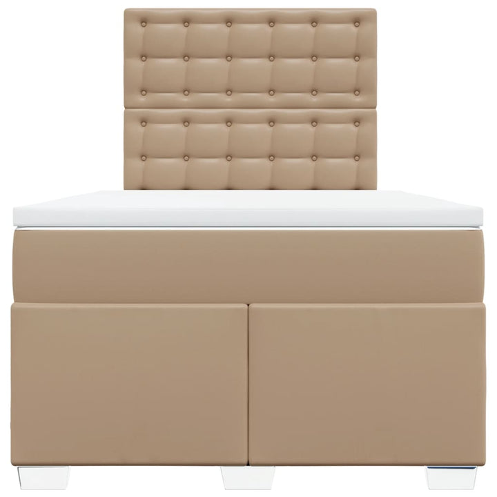 springseng med madras 120x190 cm kunstlæder cappuccinofarvet
