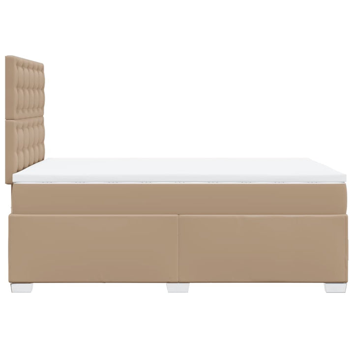 springseng med madras 120x190 cm kunstlæder cappuccinofarvet