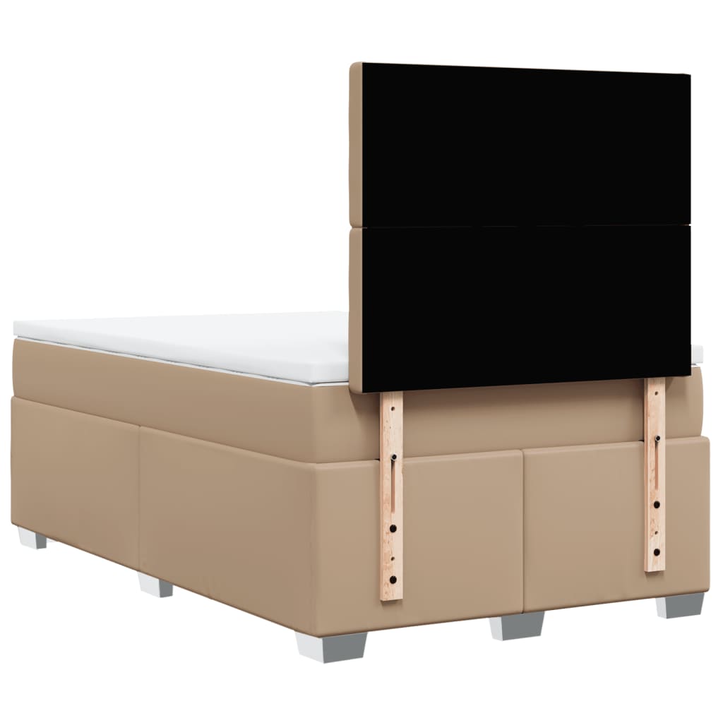 springseng med madras 120x190 cm kunstlæder cappuccinofarvet