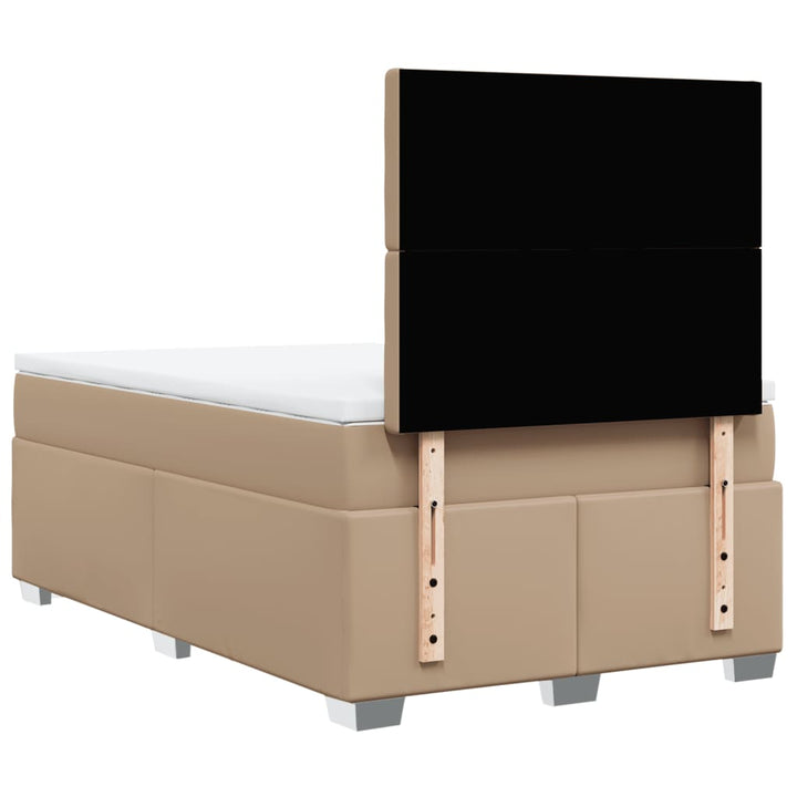 springseng med madras 120x190 cm kunstlæder cappuccinofarvet