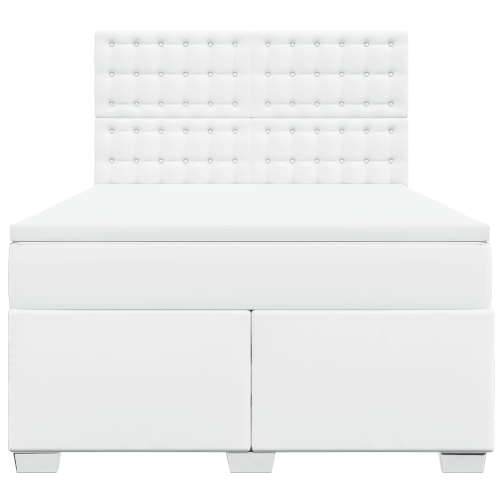 kontinentalseng med madras 140x190 cm kunstlæder hvid