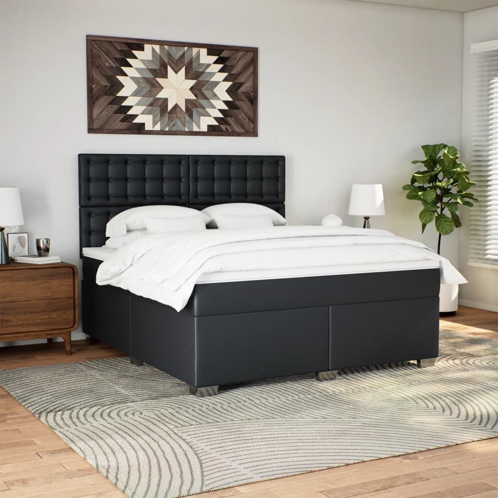 kontinentalseng med madras 180x200 cm kunstlæder sort
