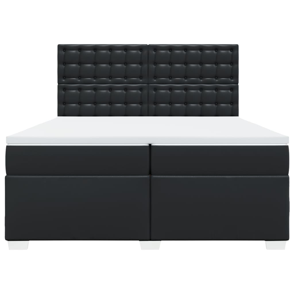 kontinentalseng med madras 200x200 cm kunstlæder sort