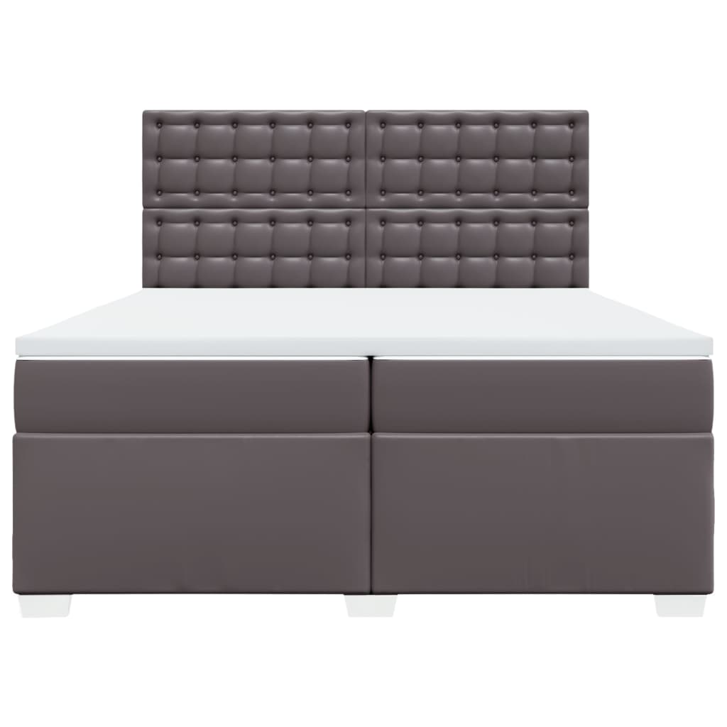kontinentalseng med madras 200x200 cm kunstlæder grå