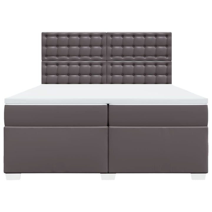 kontinentalseng med madras 200x200 cm kunstlæder grå