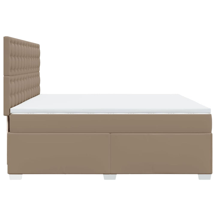 kontinentalseng 200x200 cm kunstlæder cappuccinofarvet