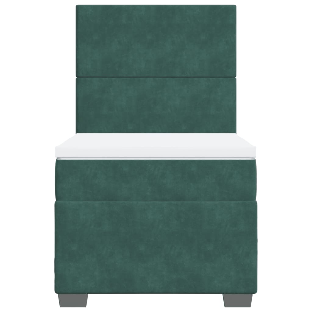 kontinentalseng med madras 80x200 cm fløjl mørkegrøn