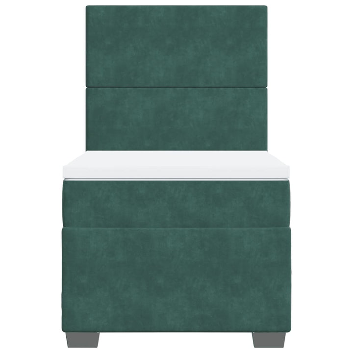 kontinentalseng med madras 80x200 cm fløjl mørkegrøn