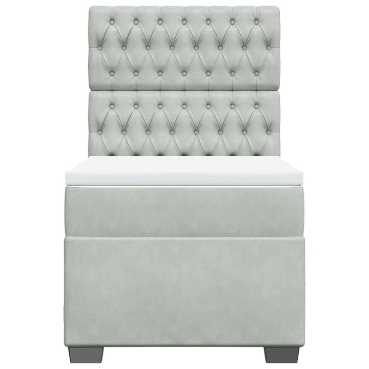 kontinentalseng med madras 80x200 cm fløjl lysegrå