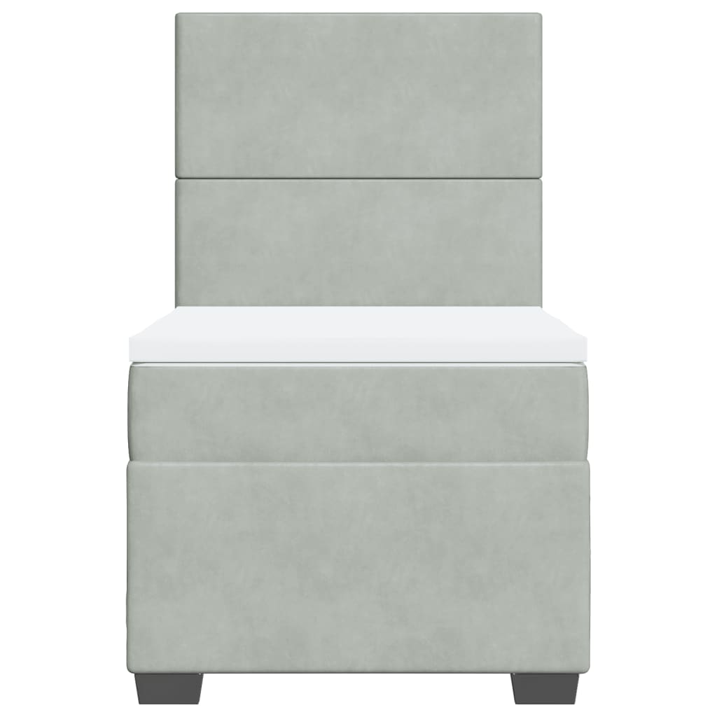 kontinentalseng med madras 90x190 cm fløjl lysegrå