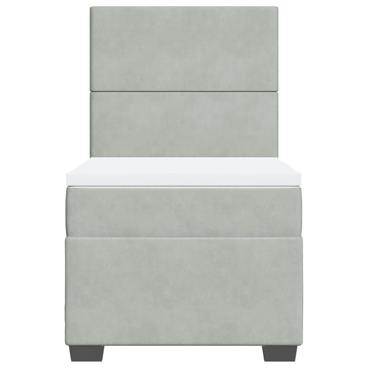 kontinentalseng med madras 90x190 cm fløjl lysegrå