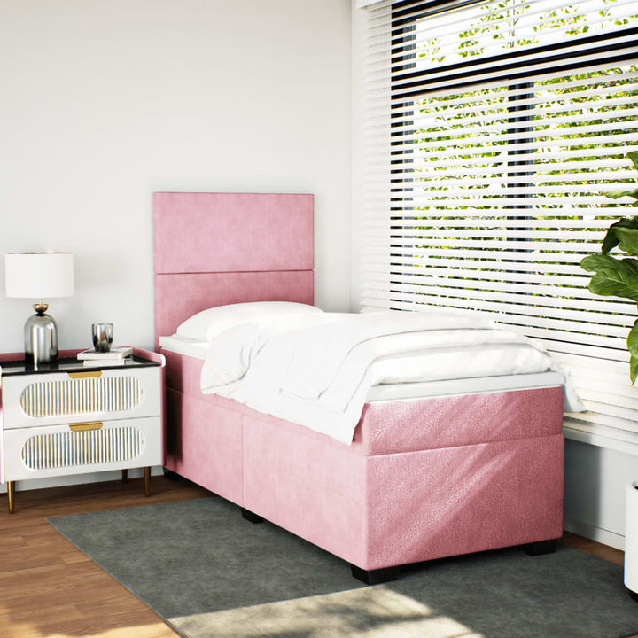 kontinentalseng med madras 90x190 cm fløjl pink