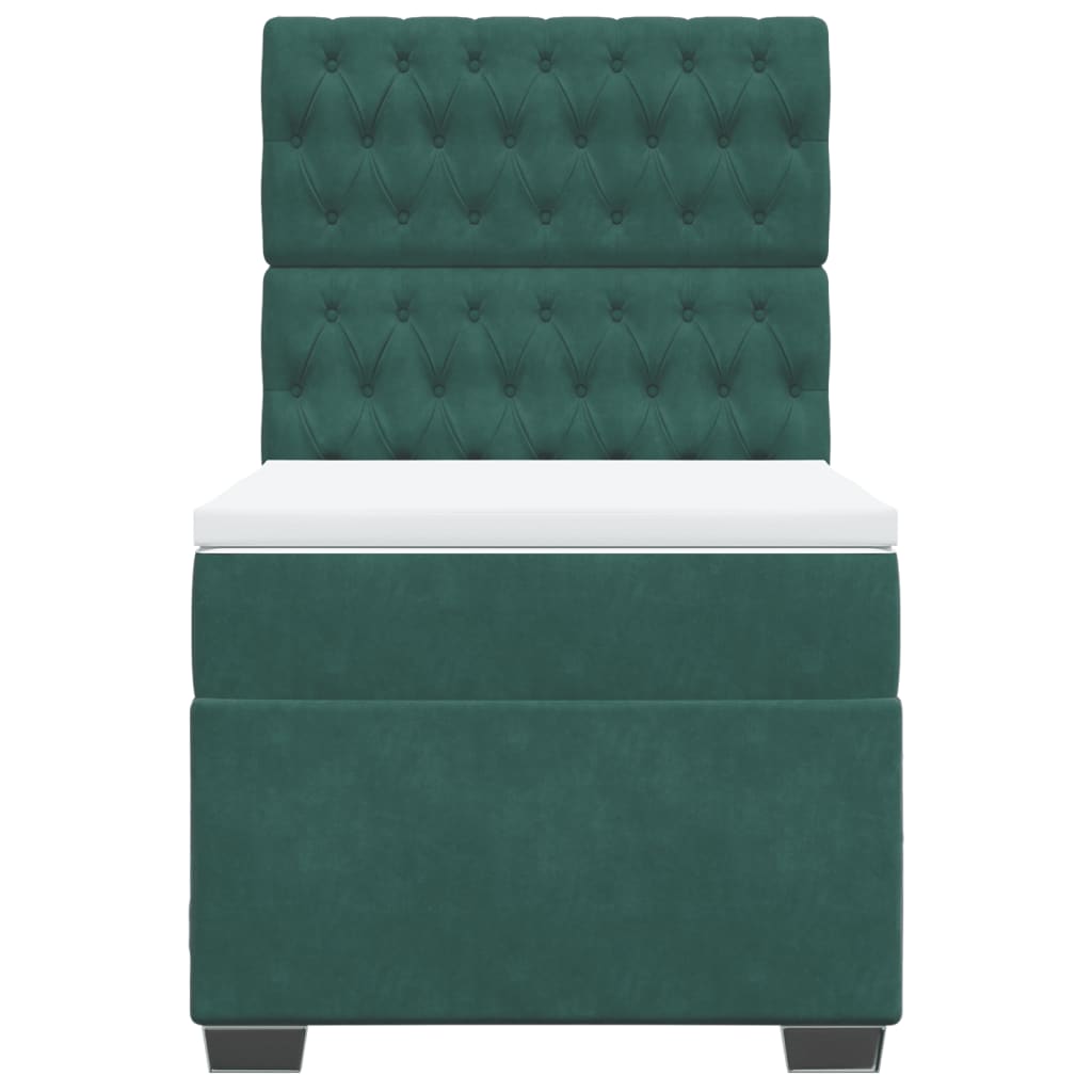 kontinentalseng med madras 90x190 cm fløjl mørkegrøn