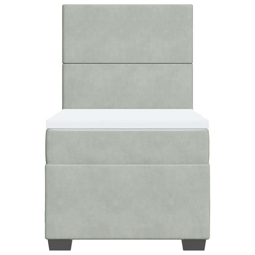 kontinentalseng med madras 90x200cm fløjl lysegrå