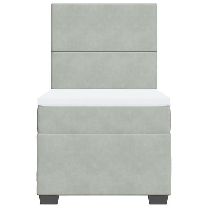 kontinentalseng med madras 90x200cm fløjl lysegrå