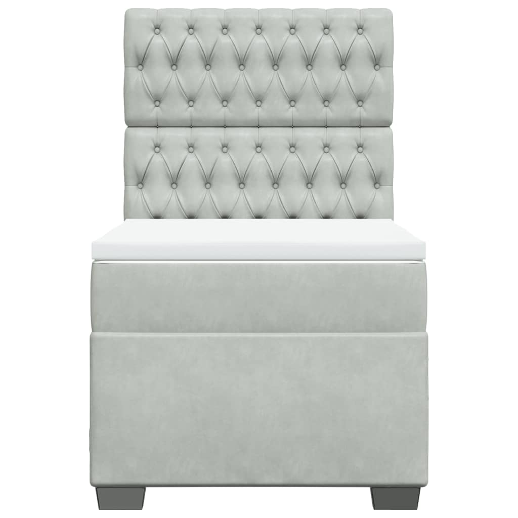 kontinentalseng med madras 90x200cm fløjl lysegrå