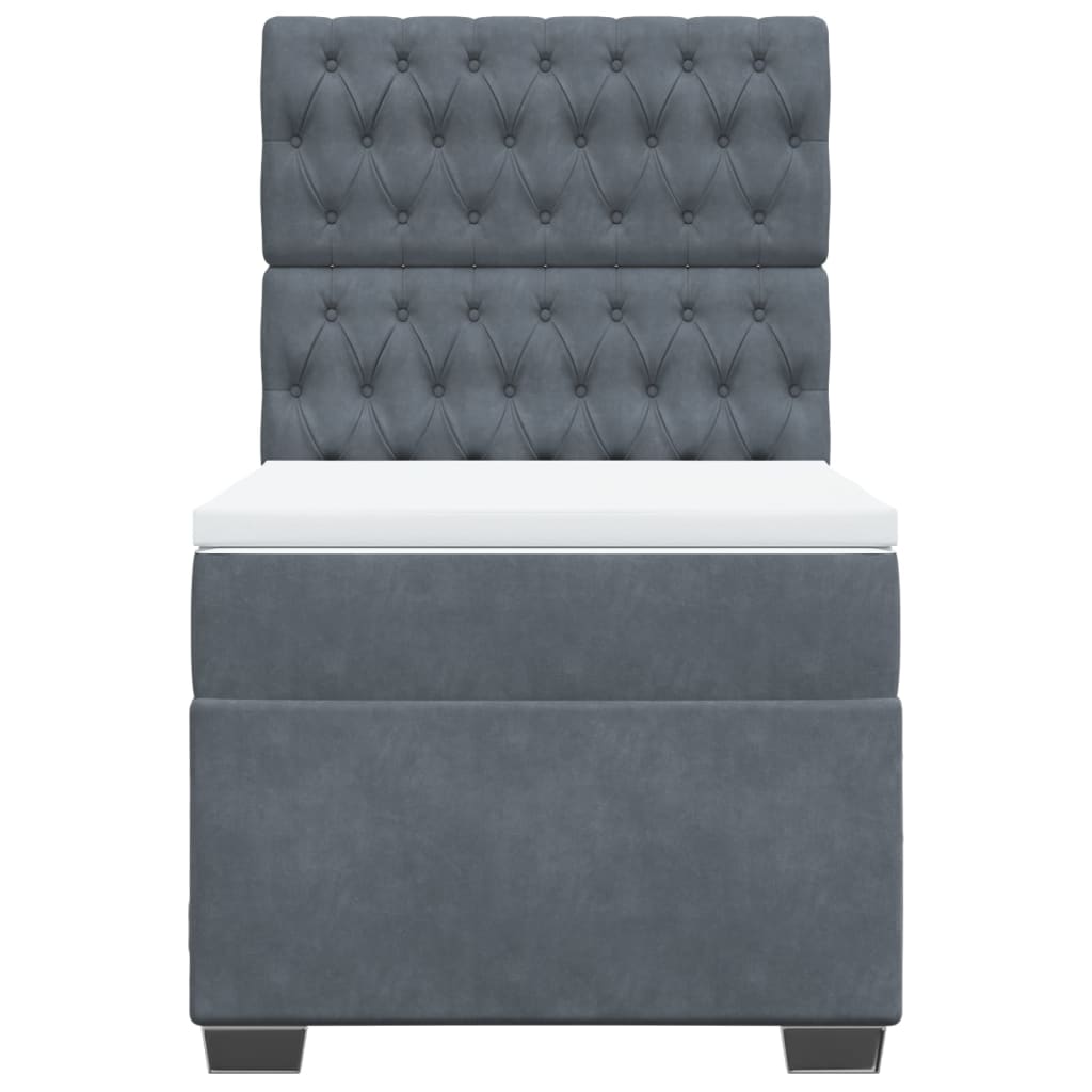 kontinentalseng med madras 90x200cm fløjl mørkegrå