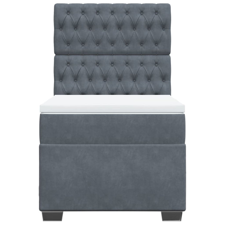 kontinentalseng med madras 90x200cm fløjl mørkegrå