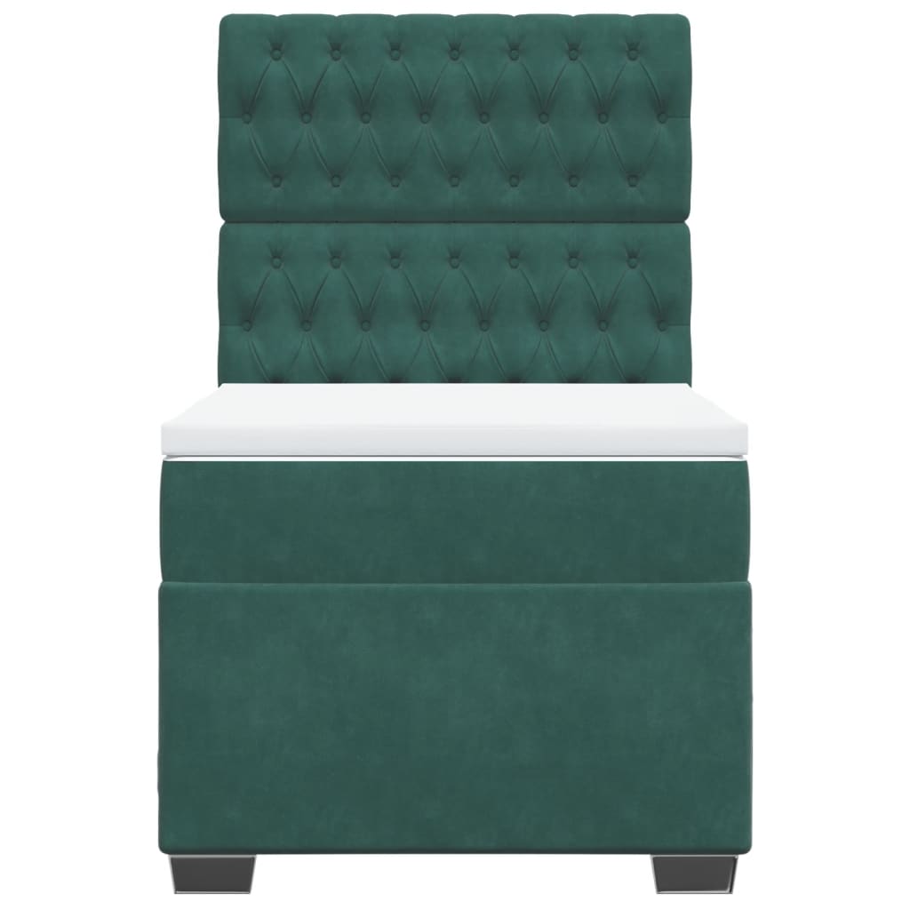 kontinentalseng med madras 90x200 cm fløjl mørkegrøn