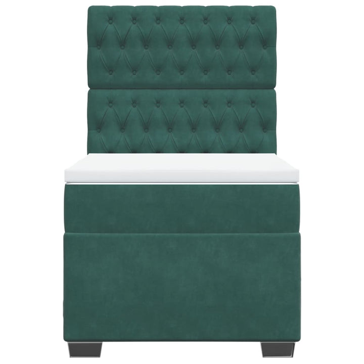 kontinentalseng med madras 90x200 cm fløjl mørkegrøn