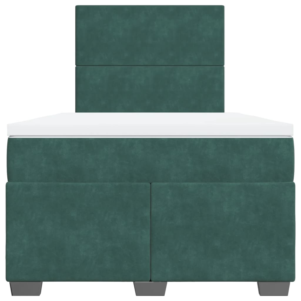 kontinentalseng med madras 120x190 cm velour mørkegrøn