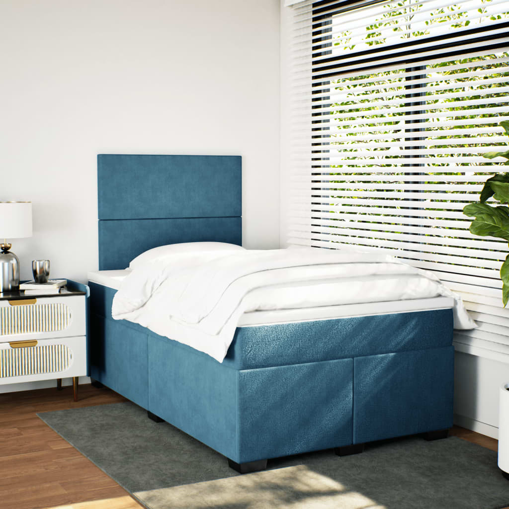 kontinentalseng med madras 120x190 cm velour blå