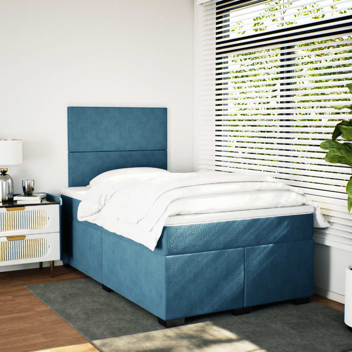 kontinentalseng med madras 120x190 cm velour blå