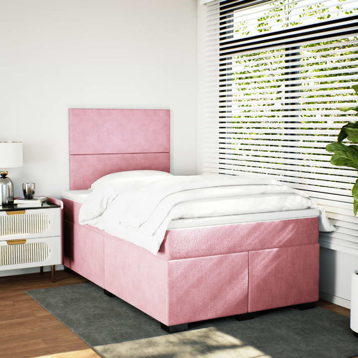 kontinentalseng med madras 120x190 cm velour lyserød