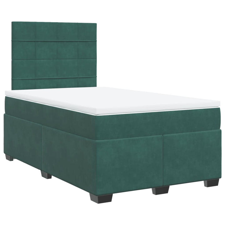 kontinentalseng med madras 120x190 cm velour mørkegrøn