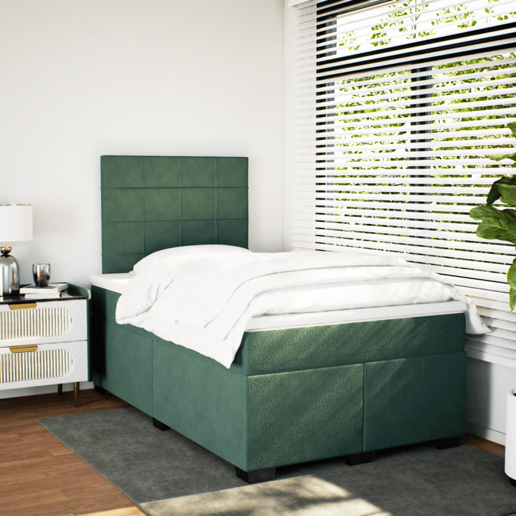 kontinentalseng med madras 120x190 cm velour mørkegrøn