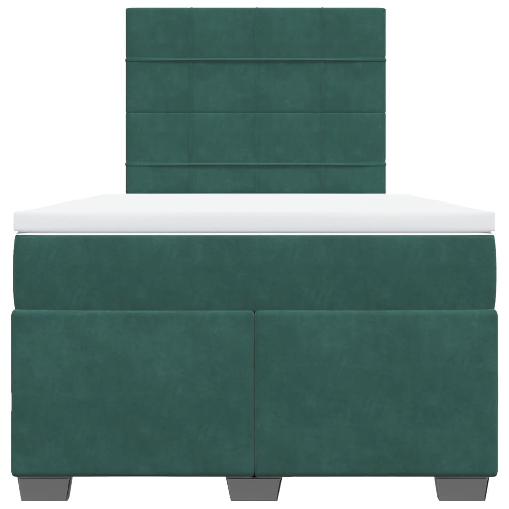 kontinentalseng med madras 120x190 cm velour mørkegrøn