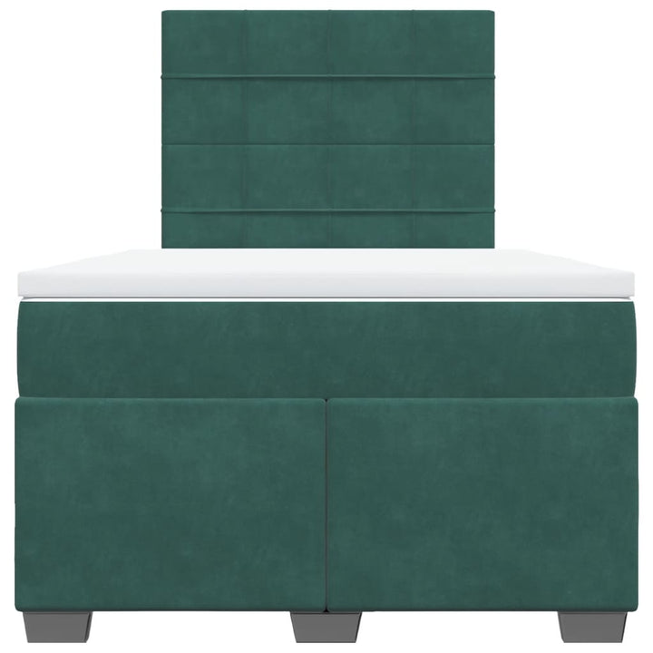 kontinentalseng med madras 120x190 cm velour mørkegrøn