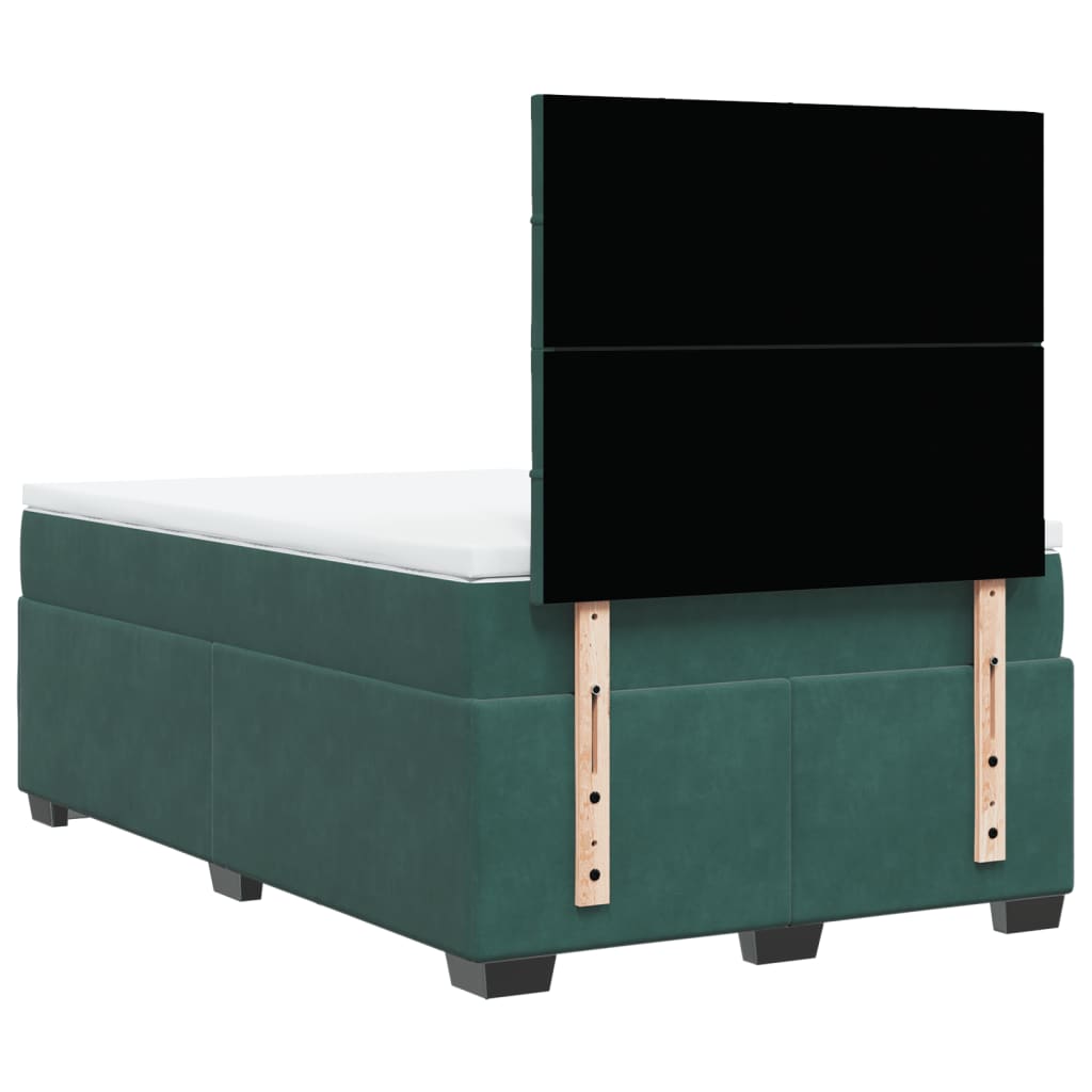 kontinentalseng med madras 120x190 cm velour mørkegrøn