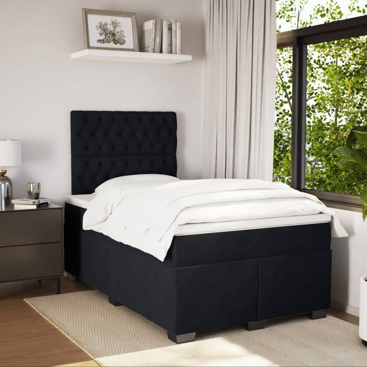 kontinentalseng med madras 120x190 cm velour sort