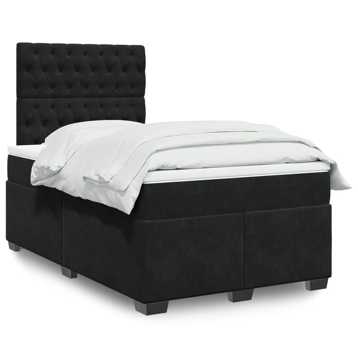kontinentalseng med madras 120x190 cm velour sort