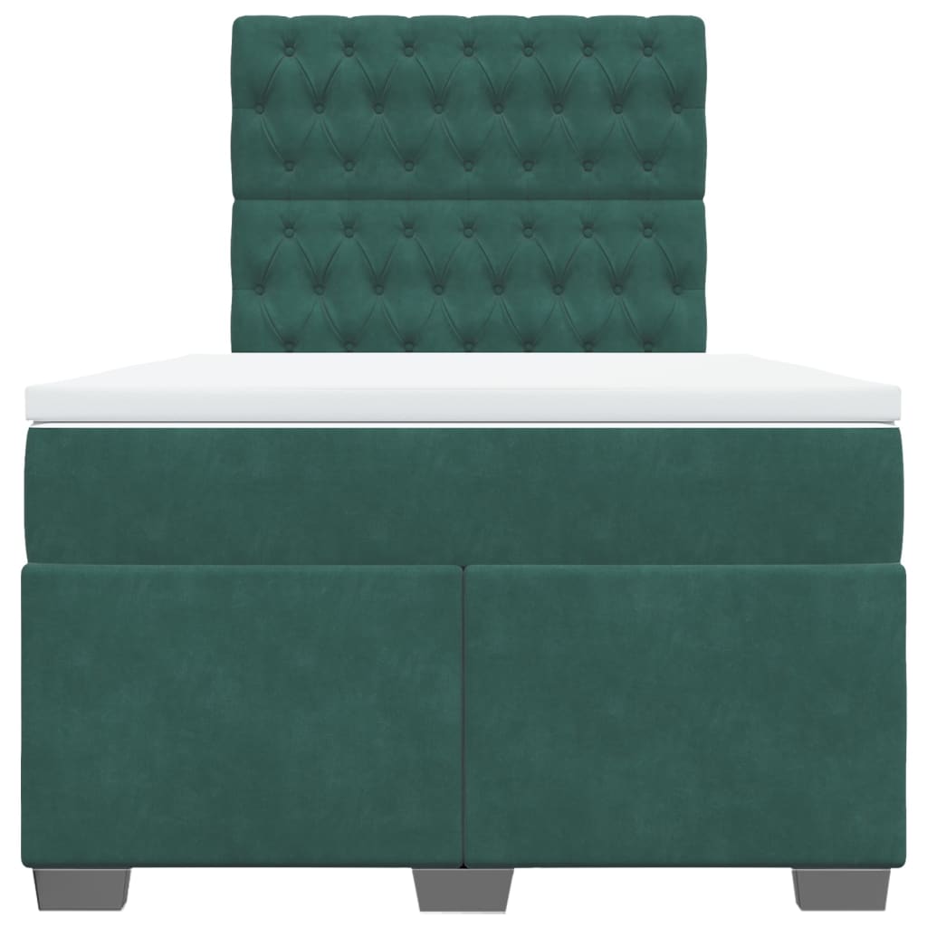 kontinentalseng med madras 120x190 cm velour mørkegrøn