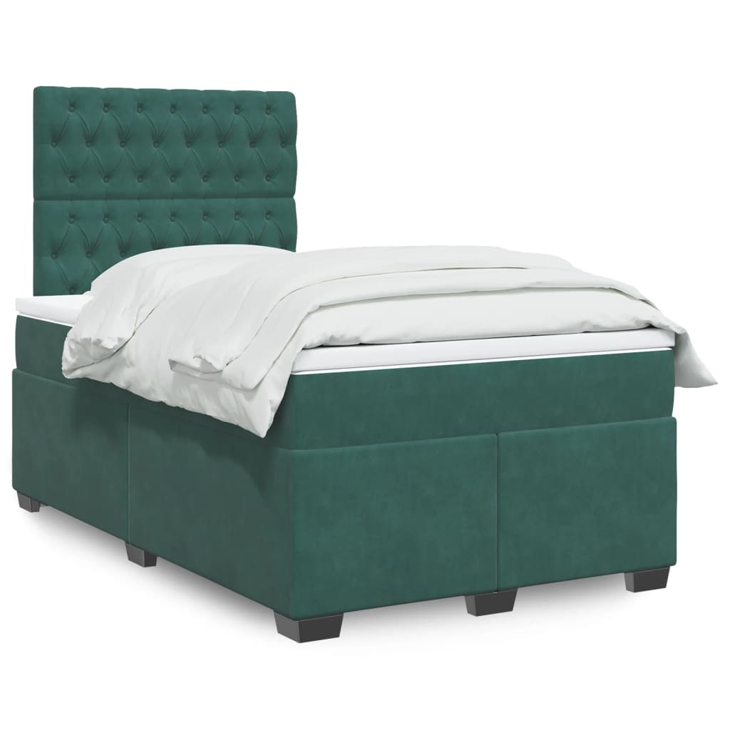 kontinentalseng med madras 120x190 cm velour mørkegrøn