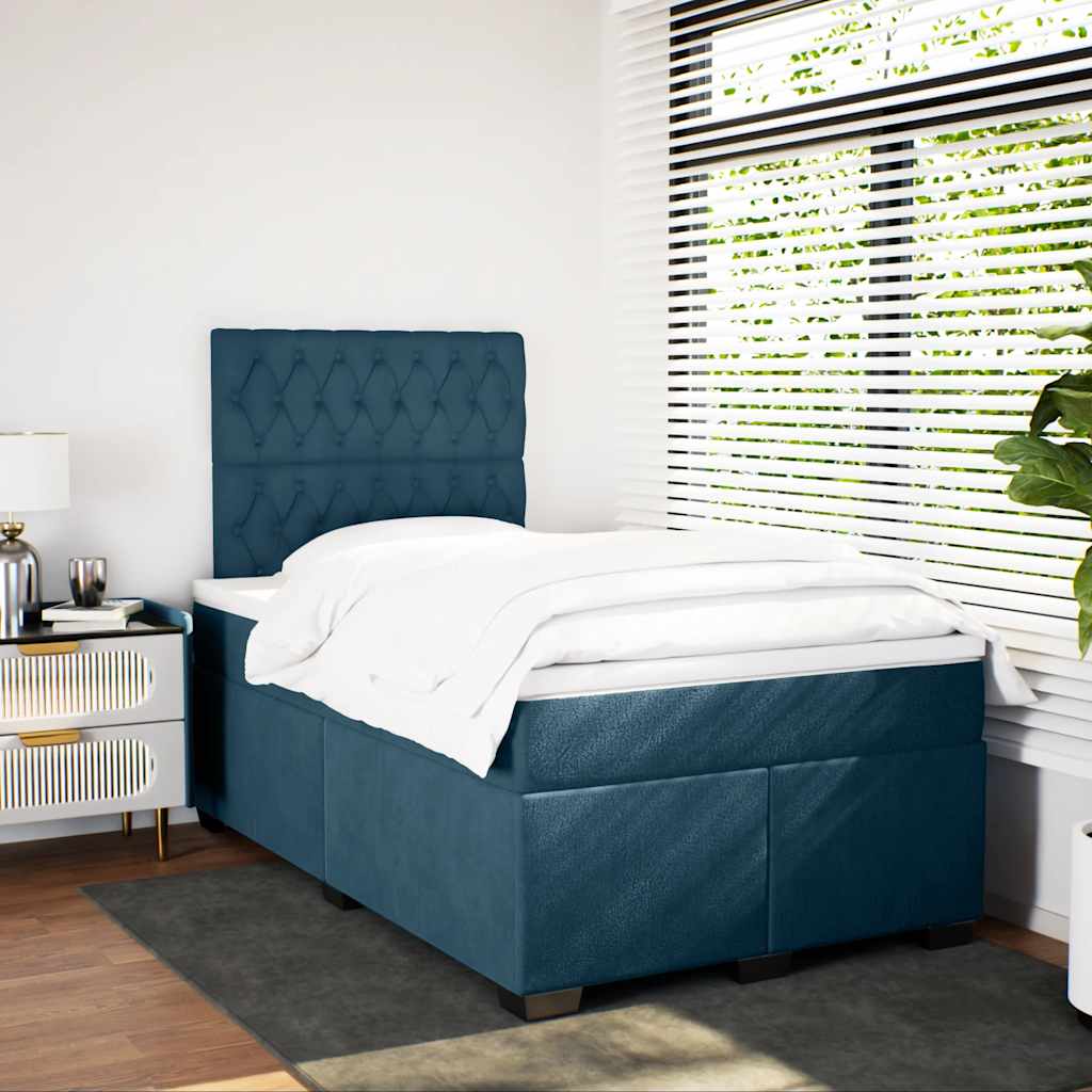 kontinentalseng med madras 120x190 cm velour blå